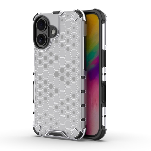 

For iPhone 16 Plus Honeycomb Shockproof Phone Case(White)