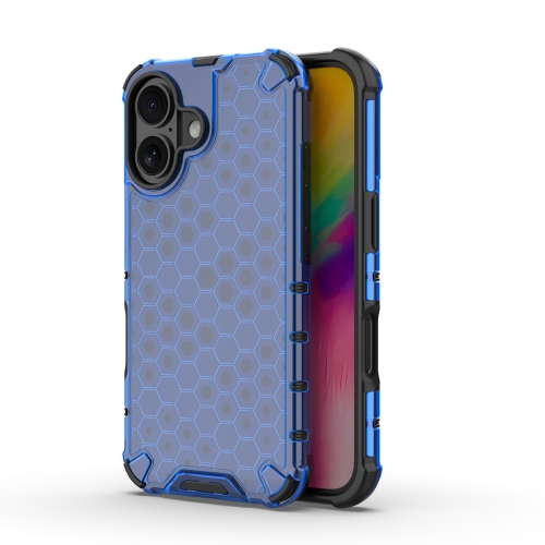 

For iPhone 16 Plus Honeycomb Shockproof Phone Case(Blue)