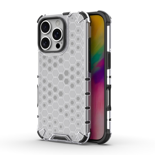 

For iPhone 16 Pro Honeycomb Shockproof Phone Case(White)