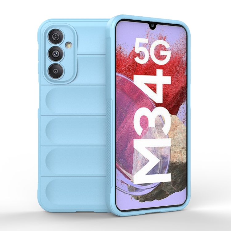 

For Samsung Galaxy M34 5G India Magic Shield TPU + Flannel Phone Case(Light Blue)