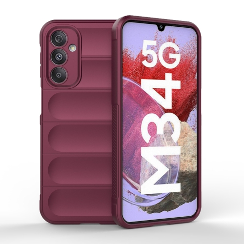 

For Samsung Galaxy M34 5G India Magic Shield TPU + Flannel Phone Case(Wine Red)