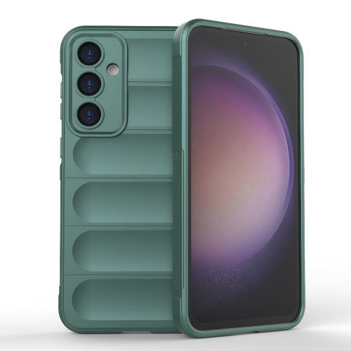 

For Samsung Galaxy S23 FE 5G Magic Shield TPU + Flannel Phone Case(Dark Green)