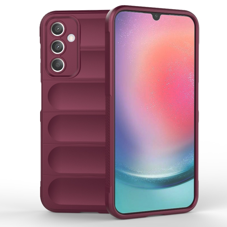 

For Samsung Galaxy A25 5G Magic Shield TPU + Flannel Phone Case(Wine Red)