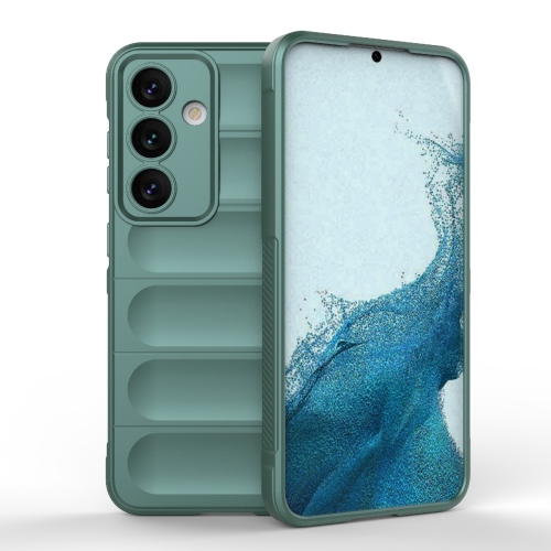 For Samsung Galaxy S24 5G Magic Shield TPU + Flannel Phone Case(Dark Green)