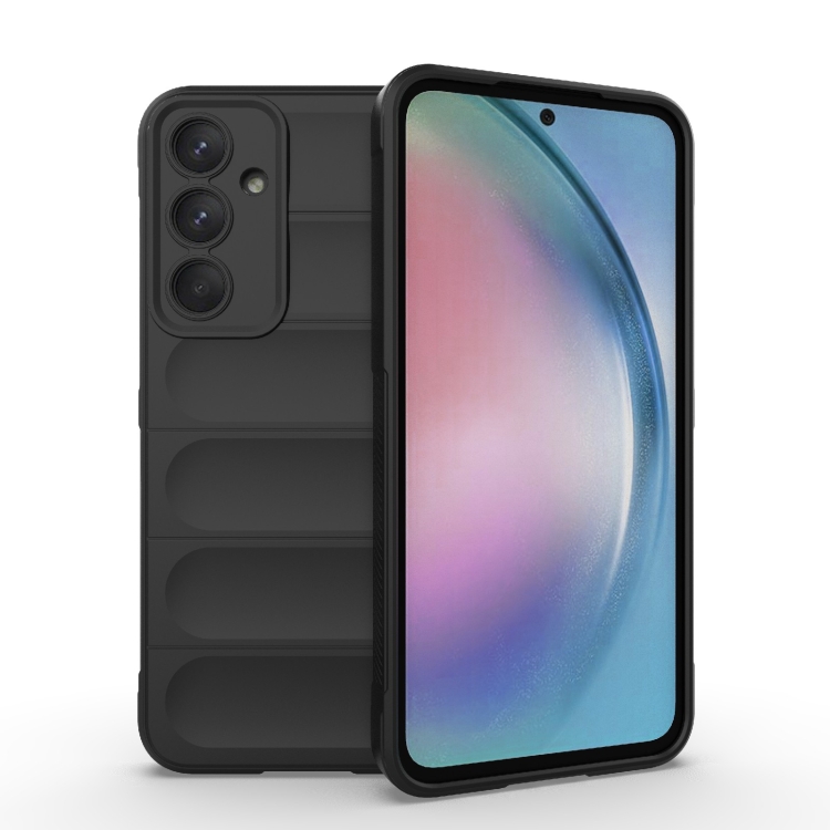 

For Samsung Galaxy A55 5G Magic Shield TPU + Flannel Phone Case(Black)