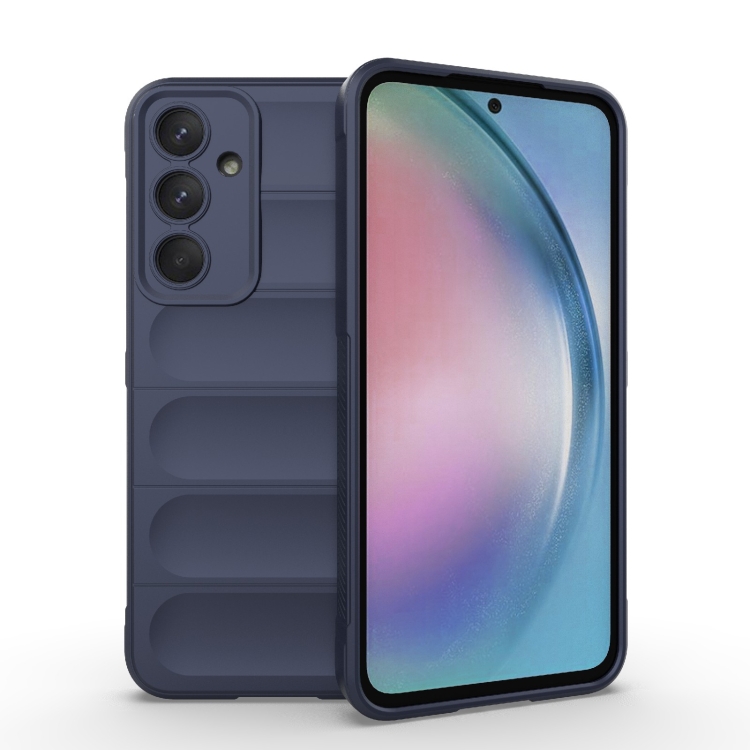 

For Samsung Galaxy A55 5G Magic Shield TPU + Flannel Phone Case(Dark Blue)