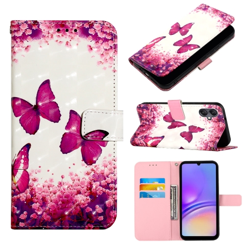 

For Samsung Galaxy A05 3D Painting Horizontal Flip Leather Phone Case(Rose Butterfly)