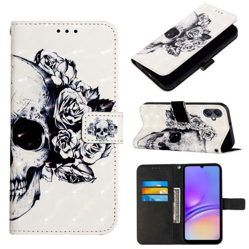 

For Samsung Galaxy A05 3D Painting Horizontal Flip Leather Phone Case(Skull)