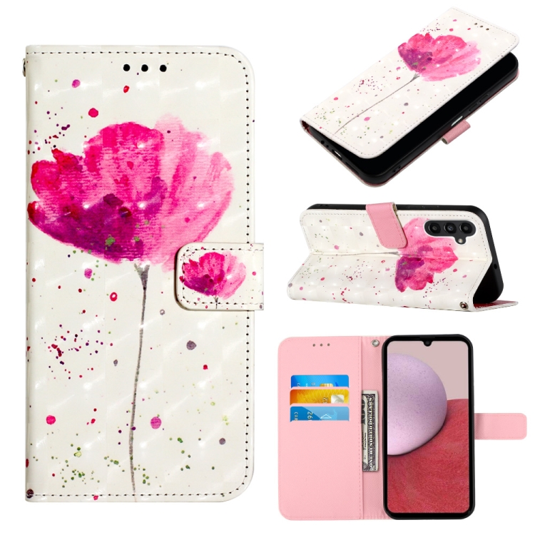 

For Samsung Galaxy A05s 3D Painting Horizontal Flip Leather Phone Case(Flower)