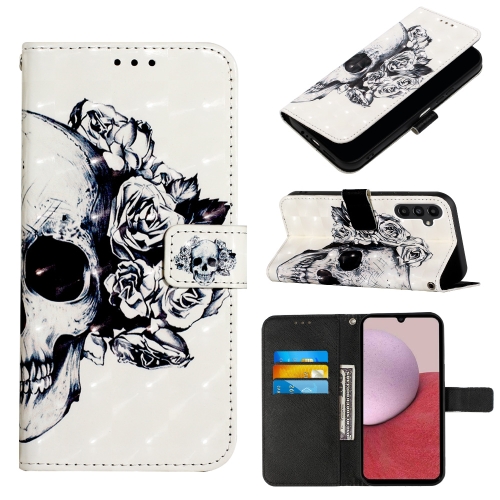 

For Samsung Galaxy A05s 3D Painting Horizontal Flip Leather Phone Case(Skull)