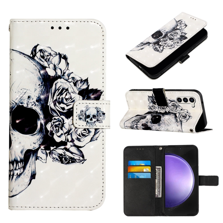 

For Samsung Galaxy S24+ 5G 3D Painting Horizontal Flip Leather Phone Case(Skull)