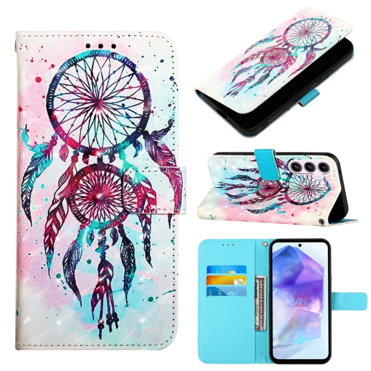 

For Samsung Galaxy A55 3D Painting Horizontal Flip Leather Phone Case(Color Drop Wind Chimes)