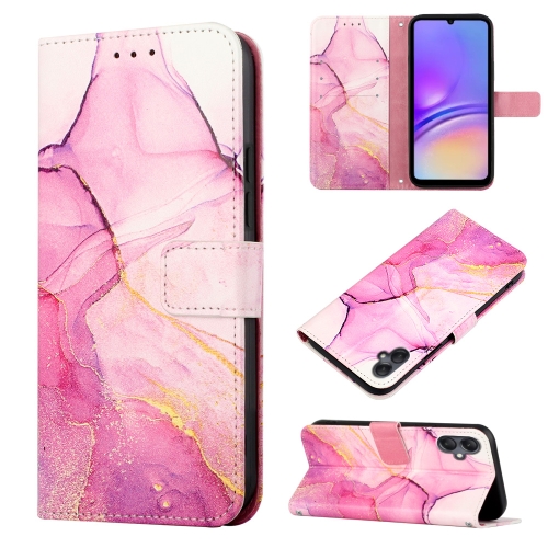 

For Samsung Galaxy A05 PT003 Marble Pattern Flip Leather Phone Case(Pink Purple Gold LS001)