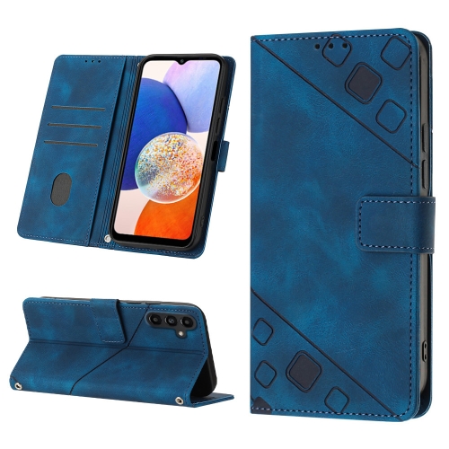 

For Samsung Galaxy A25 5G / A24 Skin-feel Embossed Leather Phone Case(Blue)