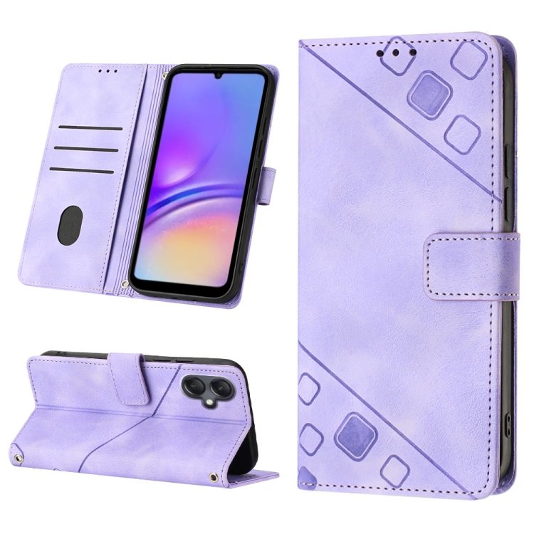 

For Samsung Galaxy A05 Skin-feel Embossed Leather Phone Case(Light Purple)
