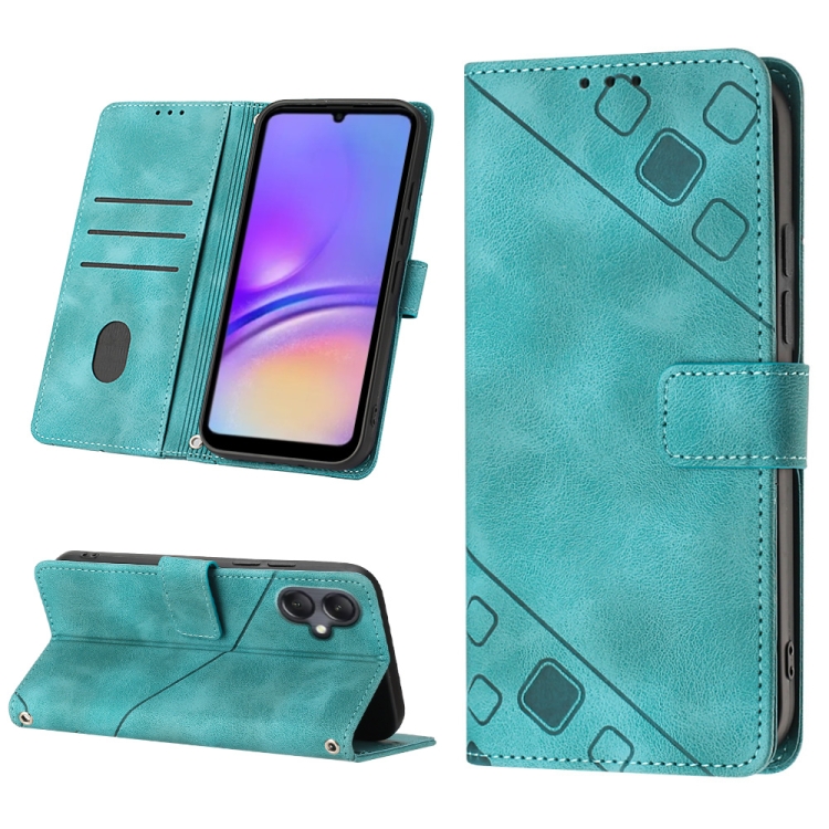 

For Samsung Galaxy A05 Skin-feel Embossed Leather Phone Case(Green)