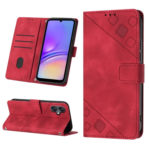 

For Samsung Galaxy A05 Skin-feel Embossed Leather Phone Case(Red)