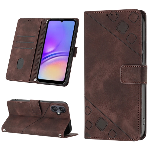 

For Samsung Galaxy A05 Skin-feel Embossed Leather Phone Case(Brown)