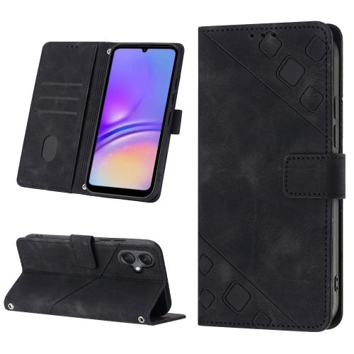 

For Samsung Galaxy A05 Skin-feel Embossed Leather Phone Case(Black)