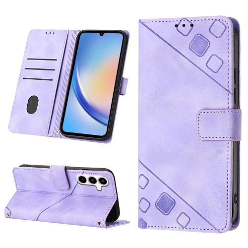 

For Samsung Galaxy A35 5G Skin-feel Embossed Leather Phone Case(Light Purple)