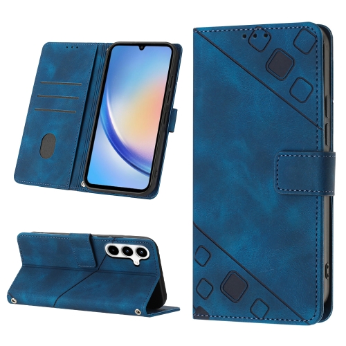 

For Samsung Galaxy A35 5G Skin-feel Embossed Leather Phone Case(Blue)