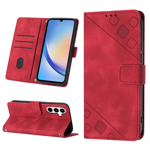 

For Samsung Galaxy A35 5G Skin-feel Embossed Leather Phone Case(Red)