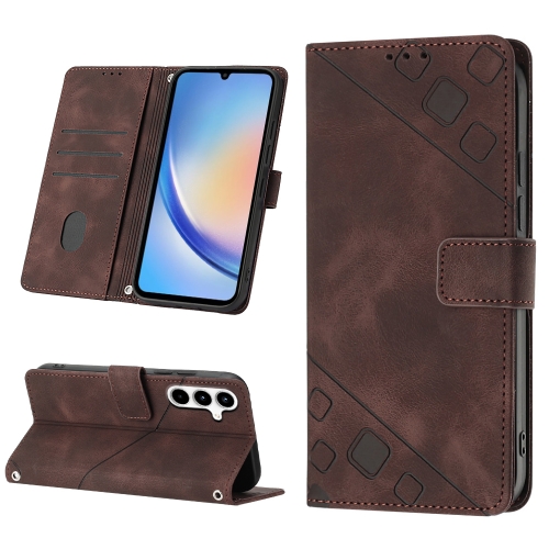 

For Samsung Galaxy A35 5G Skin-feel Embossed Leather Phone Case(Brown)