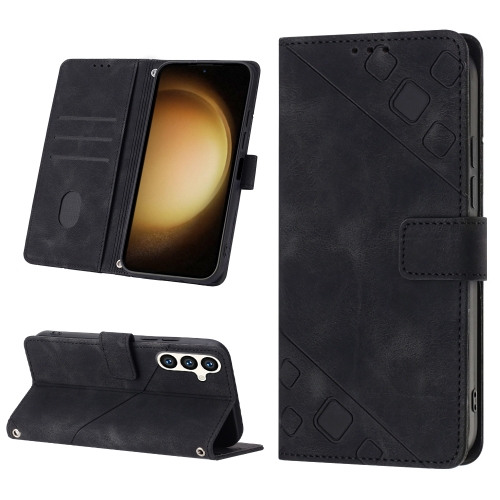 

For Samsung Galaxy S24 5G Skin-feel Embossed Leather Phone Case(Black)