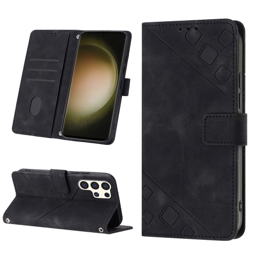 

For Samsung Galaxy S24 Ultra 5G Skin-feel Embossed Leather Phone Case(Black)