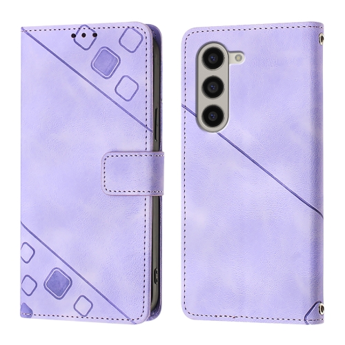 

For Samsung Galaxy Z Fold6 Skin-feel Embossed Leather Phone Case(Light Purple)