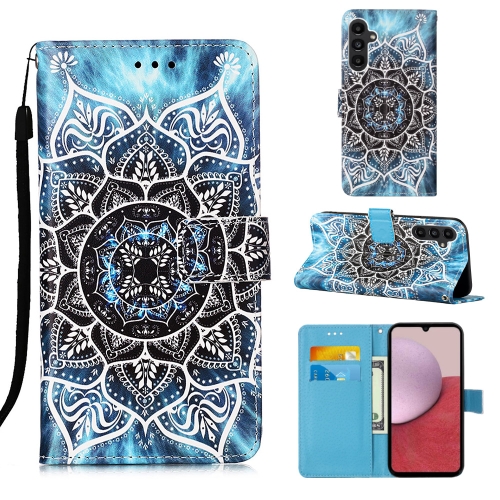 

For Samsung Galaxy A15 Colored Drawing Pattern Plain Weave Leather Phone Case(Undersea Mandala)