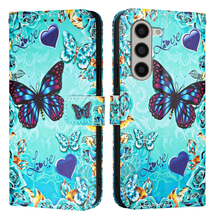 

For Samsung Galaxy Z Fold6 Colored Drawing Pattern Plain Weave Leather Phone Case(Caring Butterfly)