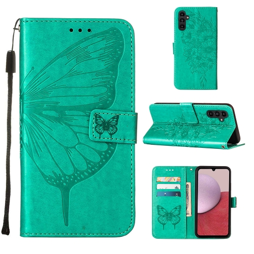 

For Samsung Galaxy A25 5G / A24 Embossed Butterfly Leather Phone Case(Green)