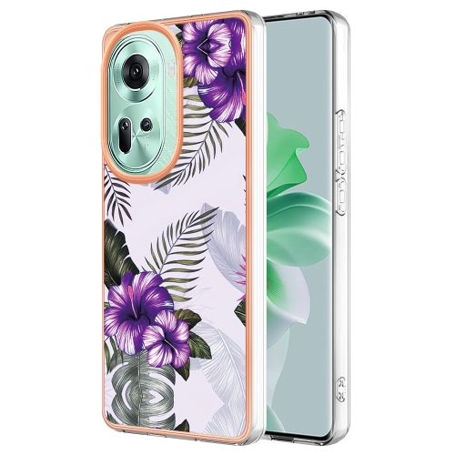 

For OPPO Reno11 5G Global Electroplating IMD TPU Phone Case(Purple Flower)