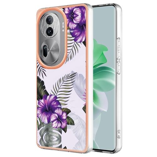 

For OPPO Reno11 Pro 5G Global Electroplating IMD TPU Phone Case(Purple Flower)