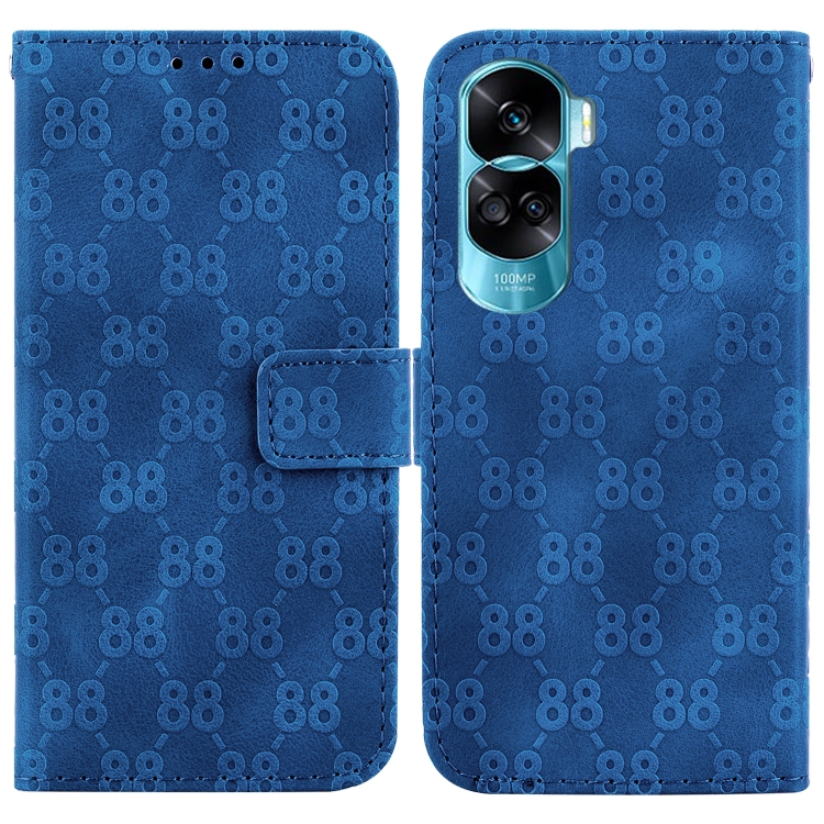 

For Honor X8a Double 8-shaped Embossed Leather Phone Case(Blue)