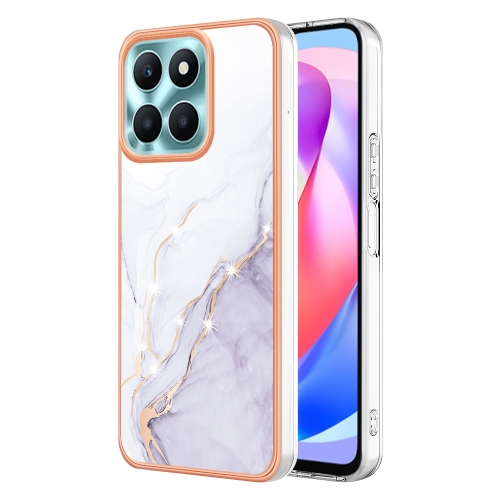 

For Honor X6a Electroplating Marble Dual-side IMD Phone Case(White 006)