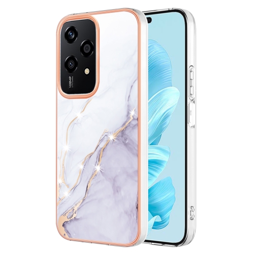 

For Honor 200 Lite Global Electroplating Marble Dual-side IMD Phone Case(White 006)