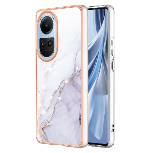 

For OPPO Reno10 5G Global Electroplating Marble Dual-side IMD Phone Case(White 006)