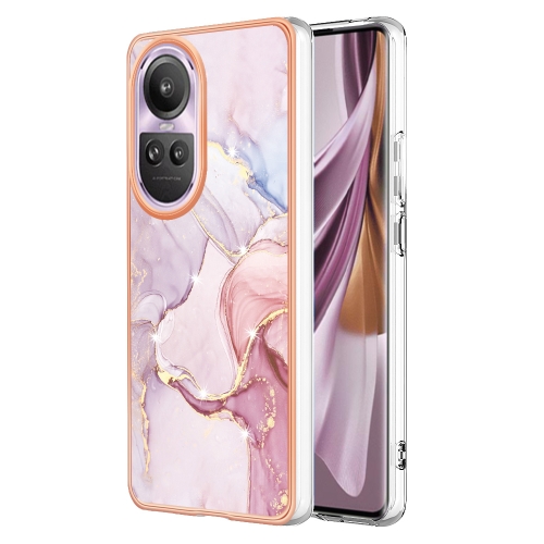 

For OPPO Reno10 Pro 5G Global Electroplating Marble Dual-side IMD Phone Case(Rose Gold 005)