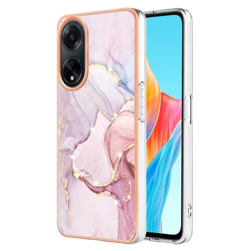 

For OPPO A98 Electroplating Marble Dual-side IMD Phone Case(Rose Gold 005)