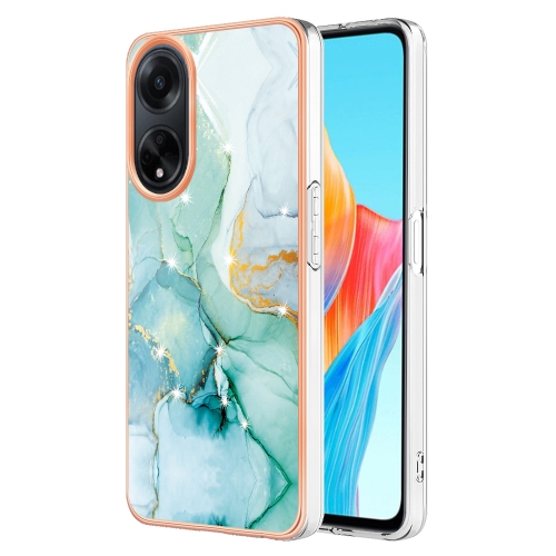 

For OPPO A98 Electroplating Marble Dual-side IMD Phone Case(Green 003)