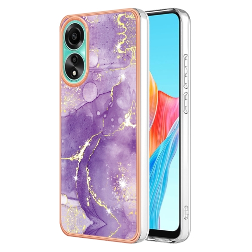 

For OPPO A78 4G Electroplating Marble Dual-side IMD Phone Case(Purple 002)