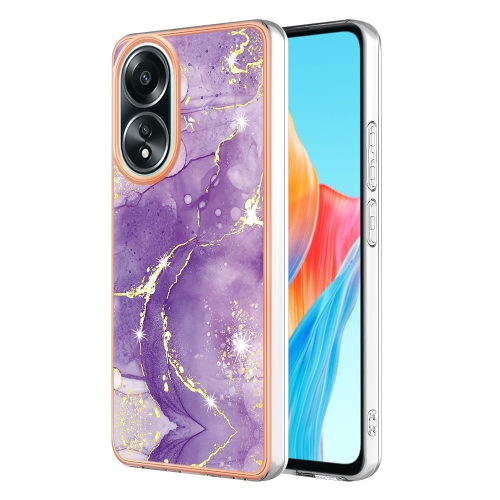 

For OPPO A58 4G Electroplating Marble Dual-side IMD Phone Case(Purple 002)