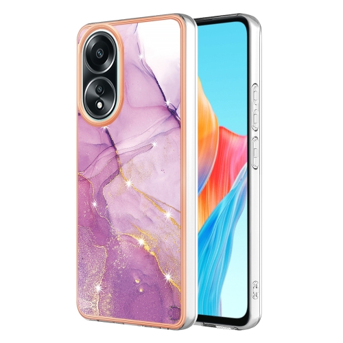 

For OPPO A58 4G Electroplating Marble Dual-side IMD Phone Case(Purple 001)