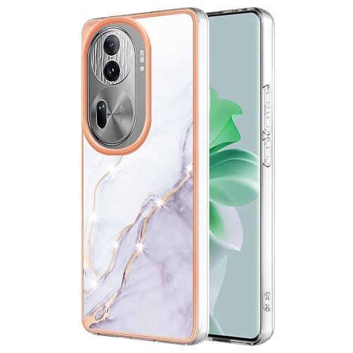 

For OPPO Reno11 Pro 5G Global Electroplating Marble Dual-side IMD Phone Case(White 006)