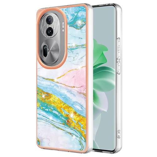 

For OPPO Reno11 Pro 5G Global Electroplating Marble Dual-side IMD Phone Case(Green 004)