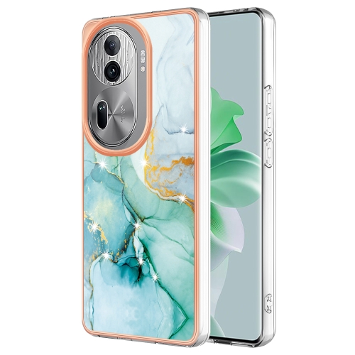 

For OPPO Reno11 Pro 5G Global Electroplating Marble Dual-side IMD Phone Case(Green 003)