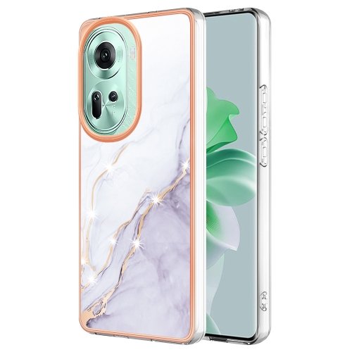 

For OPPO Reno11 5G Global Electroplating Marble Dual-side IMD Phone Case(White 006)