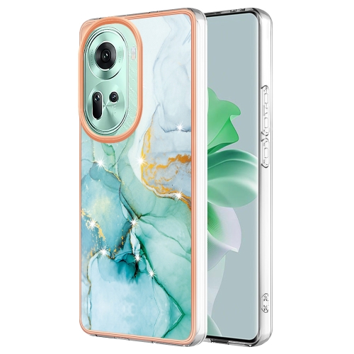 For OPPO Reno11 5G Global Electroplating Marble Dual-side IMD Phone Case(Green 003)